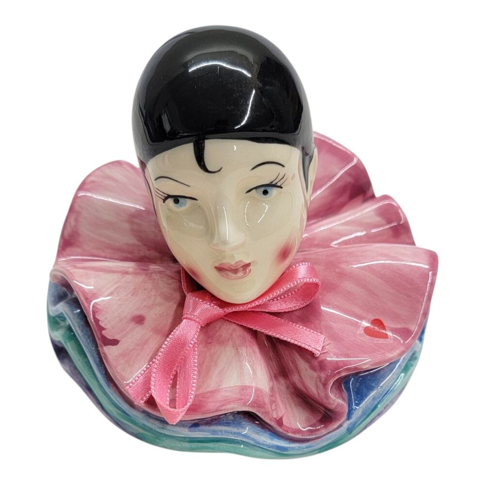 Vtg 1989 San Francisco Music Box Co Pierrot Clown Head Ruffled Collar Bust